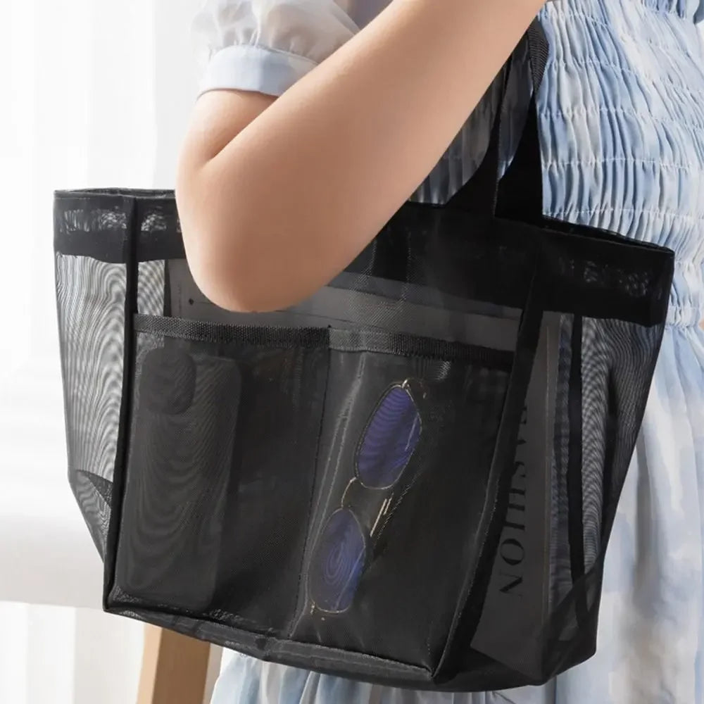 Large Mesh Shoulder Bag – Travel, Beach & Makeup Tote Mesh Shoulder Tote Richie's