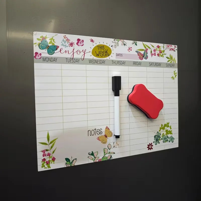 Magnetic Weekly Planner Whiteboard – Floral Butterfly Fridge Calendar Magnetic Whiteboard Planner Richie's Default Title