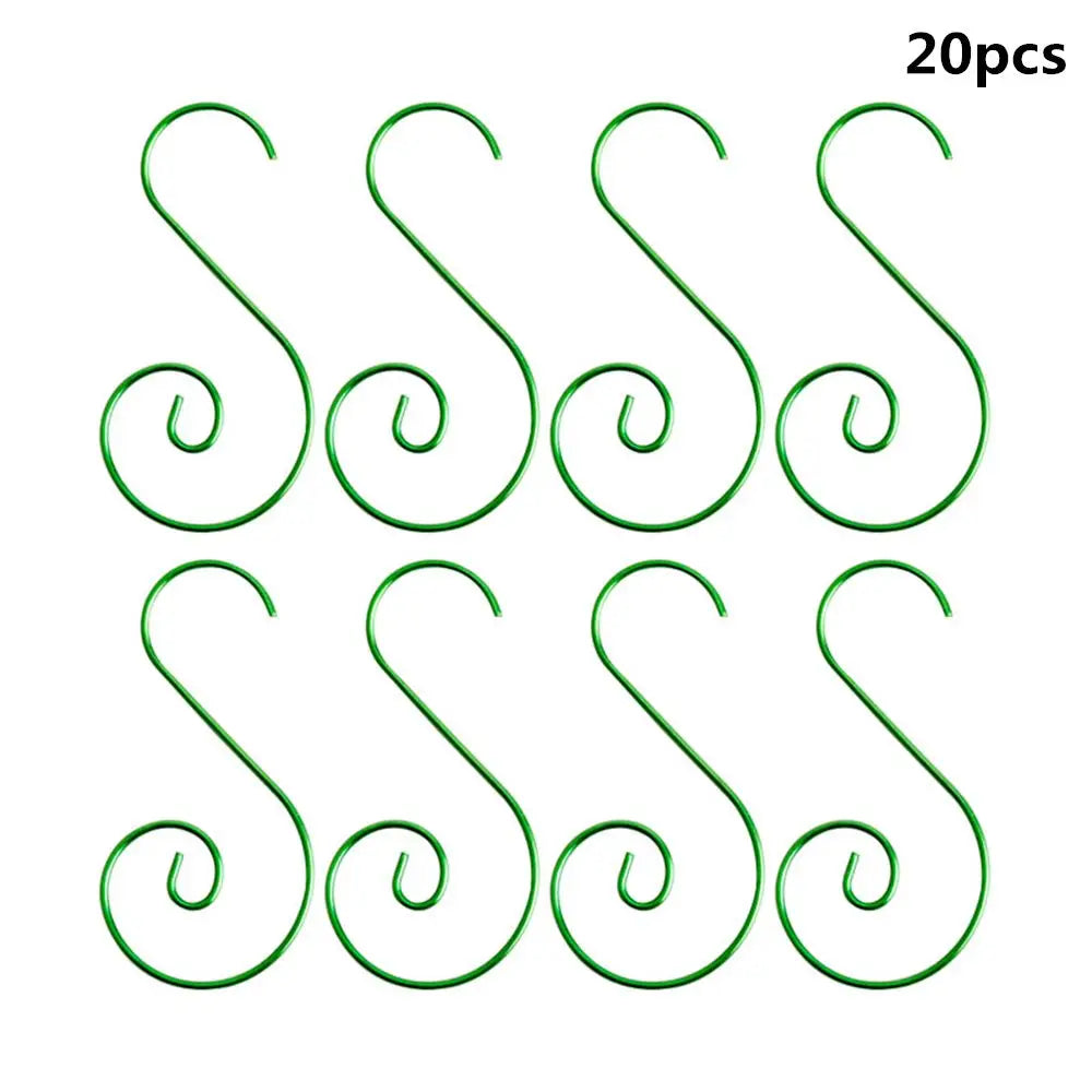 20Pcs S-Shape Metal Christmas Ornament Hooks – Xmas Tree Hangers Christmas Ornament Hooks Richie's green