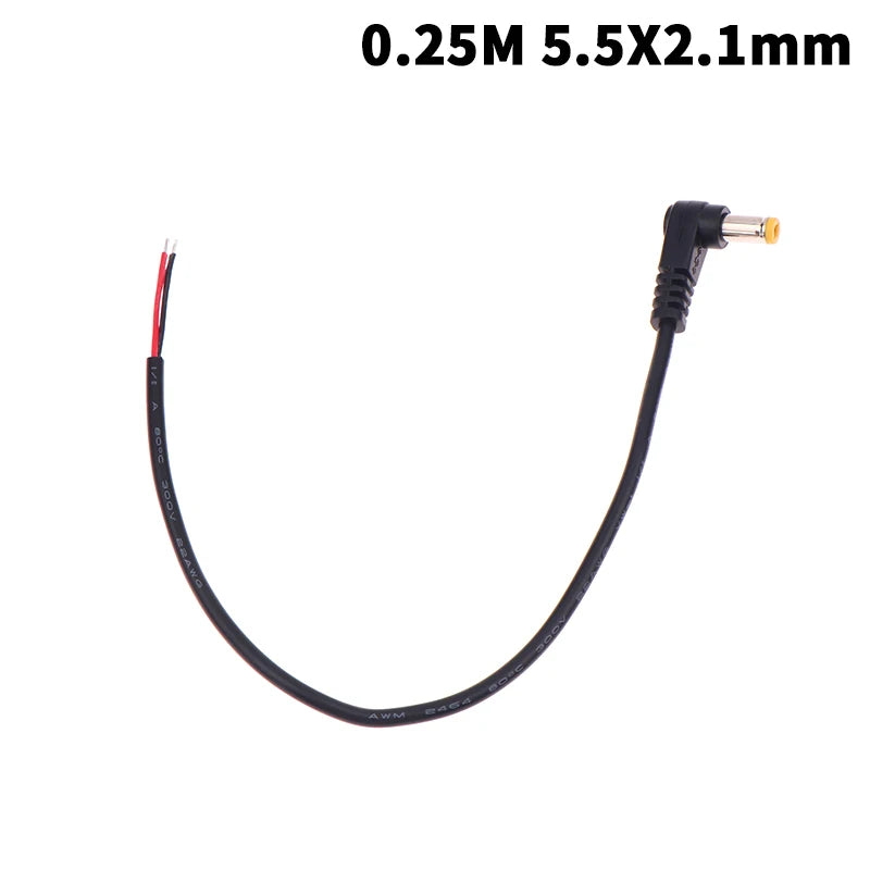Right Angle DC Power Cable 5.5x2.1/2.5mm Male Plug Extension DC Power Cable Richie's A1