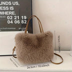 Women's Faux Fur Crossbody Bag – Detachable Strap & Buckle Faux Fur Crossbody Bag Richie's