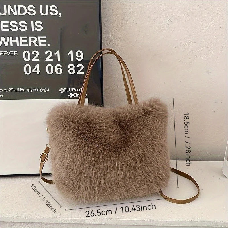 Women's Faux Fur Crossbody Bag – Detachable Strap & Buckle Faux Fur Crossbody Bag Richie's