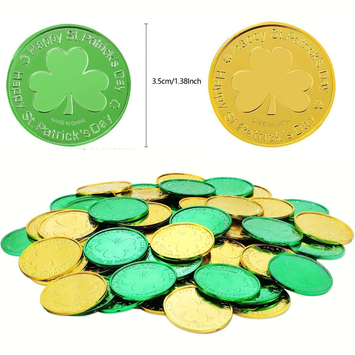 30pcs Shamrock Coins – St. Patrick's Day Gold & Green Décor Holiday Party Décor Richie's