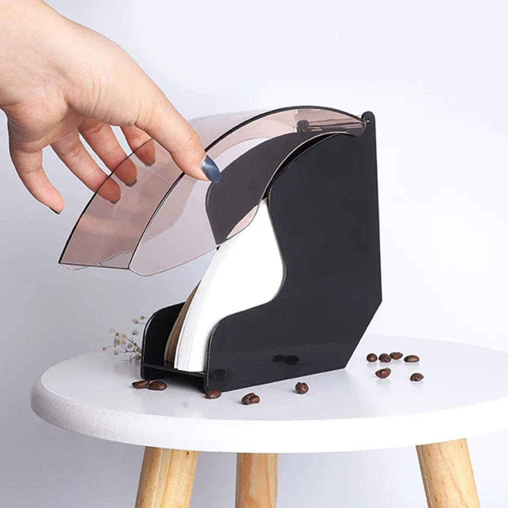 Acrylic Coffee Filter Paper Holder with Dust-Proof Cover – 100pc Coffee Filter Holder Richie's