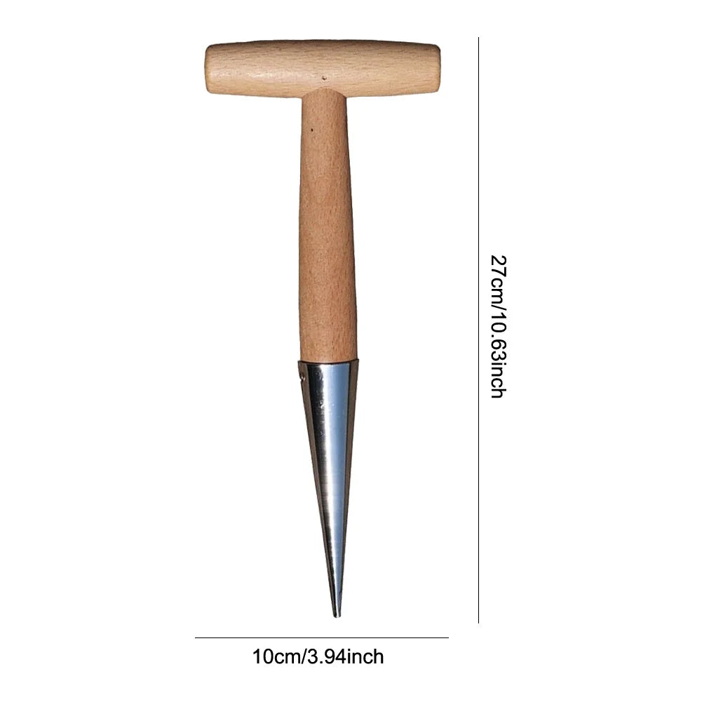 Stainless Steel Hand Dibber with Wooden T-Handle | Bulb Planter Garden Dibber Tool Richie's