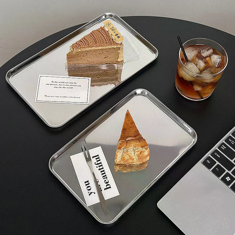 Nordic Stainless Steel Rectangular Dessert & Cake Serving Tray Serving Tray Richie's
