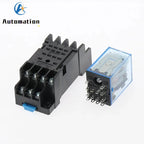 MY4NJ 14-Pin 4DPDT Electromagnetic Relay 5A + PYF14A Socket Base Electromagnetic Relay Richie's