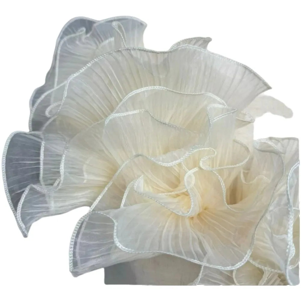 1 Yard Double Layer Pleated Ruffle Mermaid Lace Organza Fabric Pleated Organza Fabric Richie's