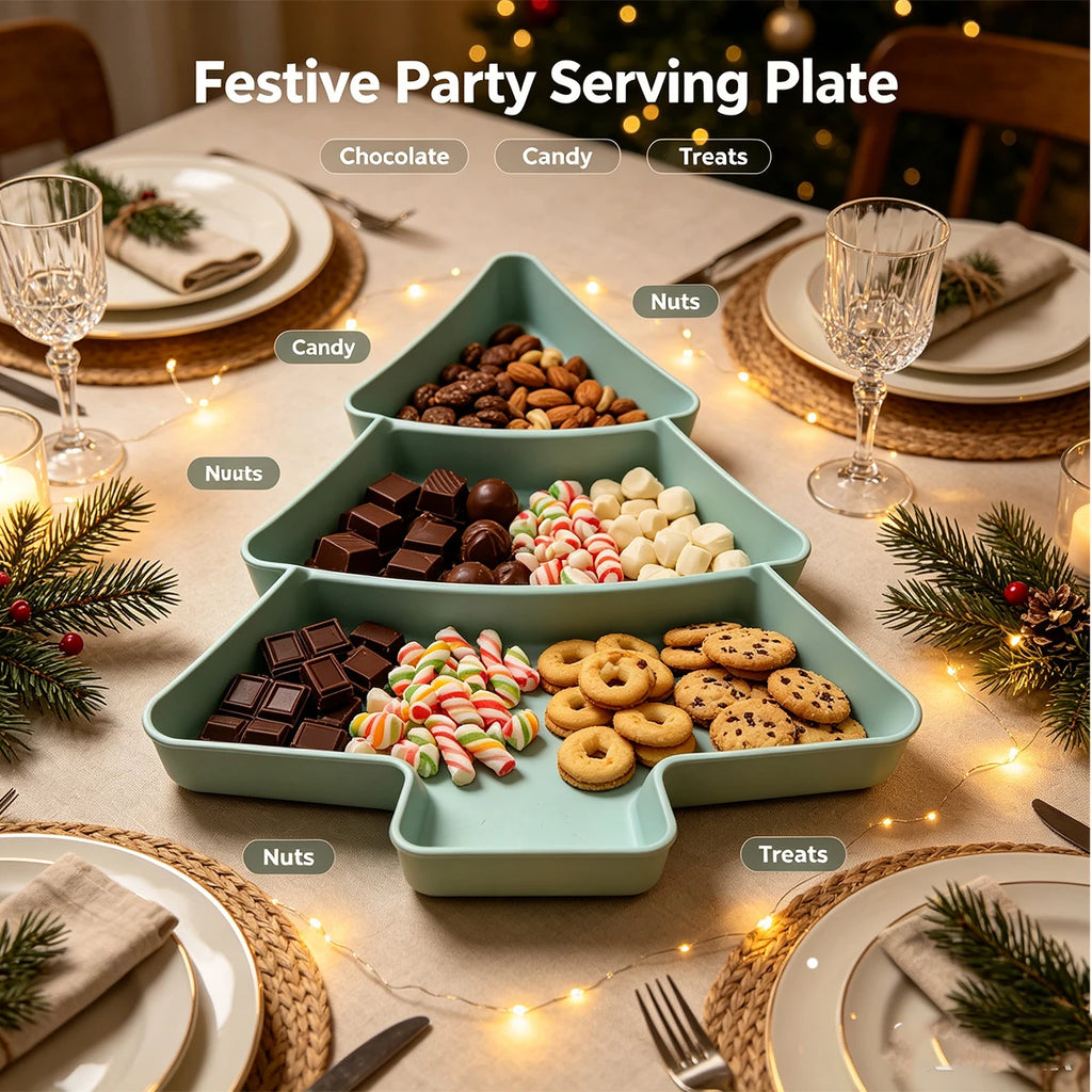 Christmas Tree Silicone Serving Tray – Holiday Snack Platter Silicone Serving Tray Richie's