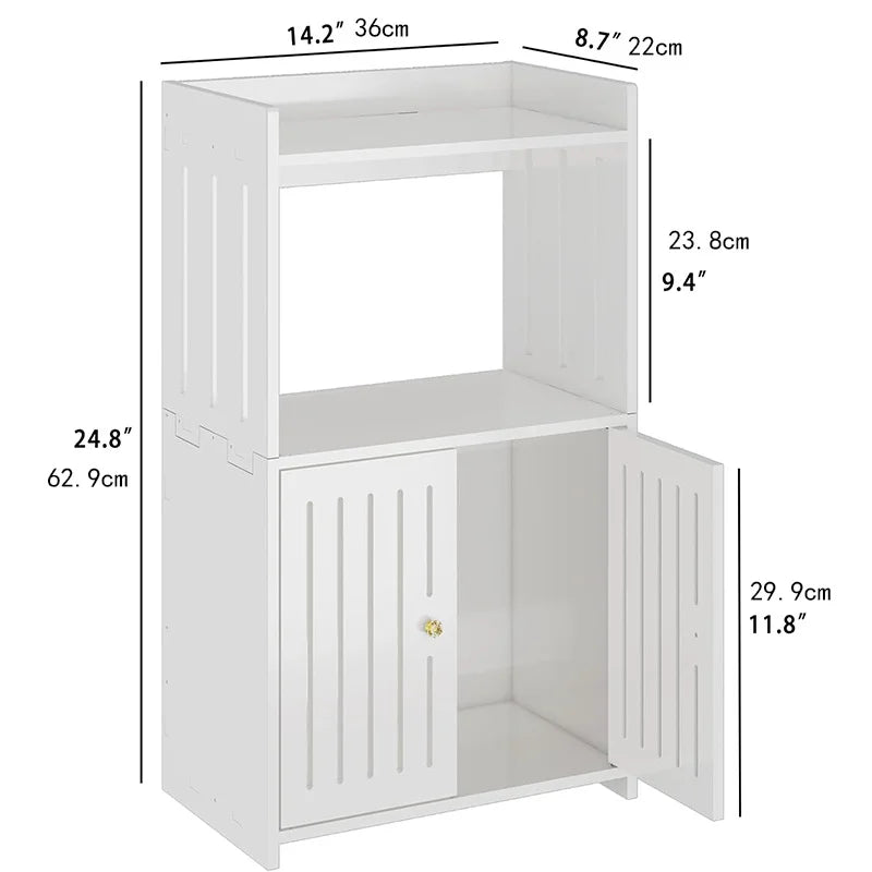 3-Tier Bathroom Corner Storage Rack with Door | Floor Standing Bathroom Storage Rack Richie's
