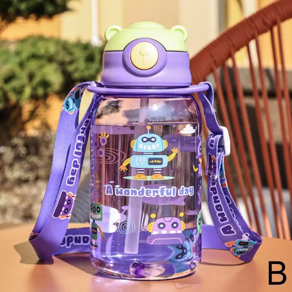 Kids BPA-Free Water Bottle with Straw 650ml – Leakproof Kids Water Bottle Richie's purple