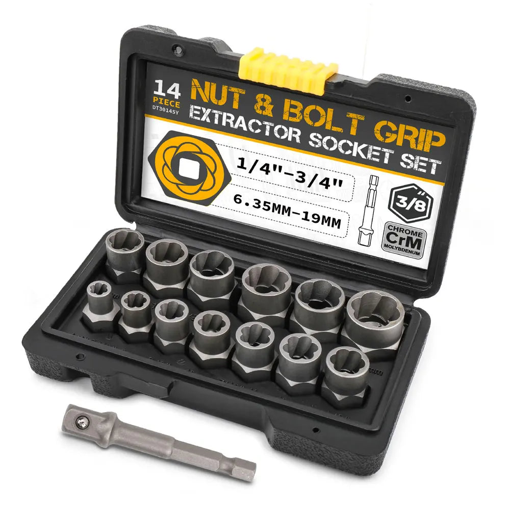 14-Piece Impact Bolt & Nut Remover Set – Cr-Mo Steel Extractor Bolt Extractor Set Richie's 14 Pcs
