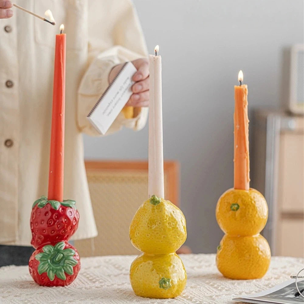Ceramic Fruit Candle Holder Vase – Strawberry Lemon Orange Ceramic Candle Holder Richie's