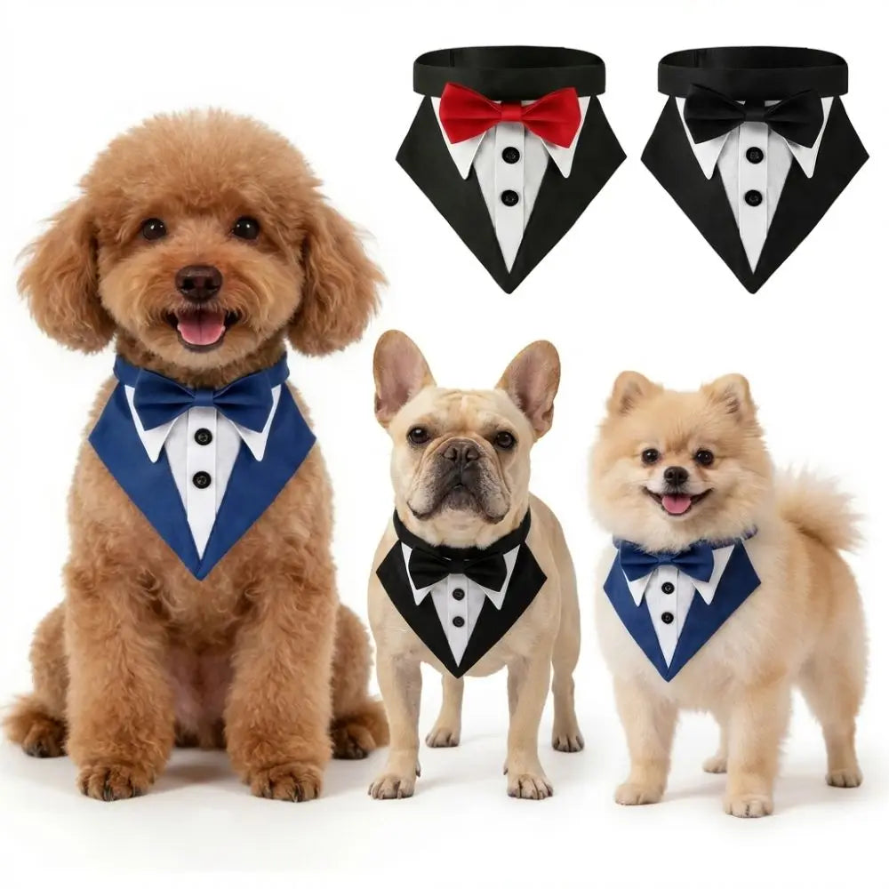Formal Tuxedo Dog Bandana – Adjustable Necktie Scarf S/M/L Dog Bandana Necktie Richie's