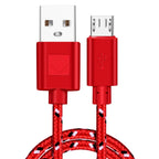 FUCHU 2m Nylon Braided Micro USB Fast Charging Cable – Multi-Color Micro USB Cable Richie's Red 2m