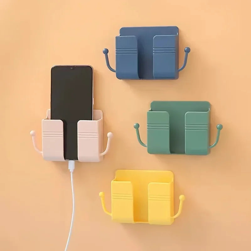 Wall Mount Phone Holder No-Drill Plug Bracket with Side Hook Phone Charging Bracket Richie's
