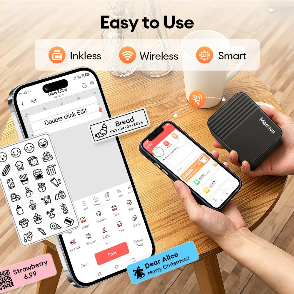 Memiva A1 Wireless Bluetooth Label Printer – iOS & Android Wireless Label Printer Richie's
