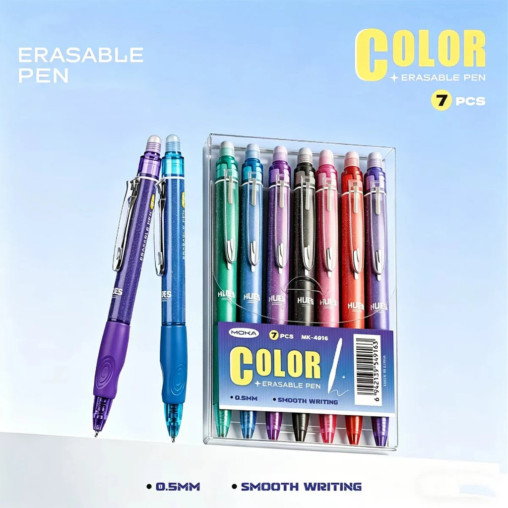 7-Piece Glitter Erasable Gel Pens – 0.5mm Multicolor Fine Nib Erasable Gel Pens Richie's Multi-Colored