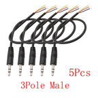 5Pcs 3.5mm AUX Male Female Extension Cable DIY Audio Repair Audio Extension Cable Richie's 3Pole Male