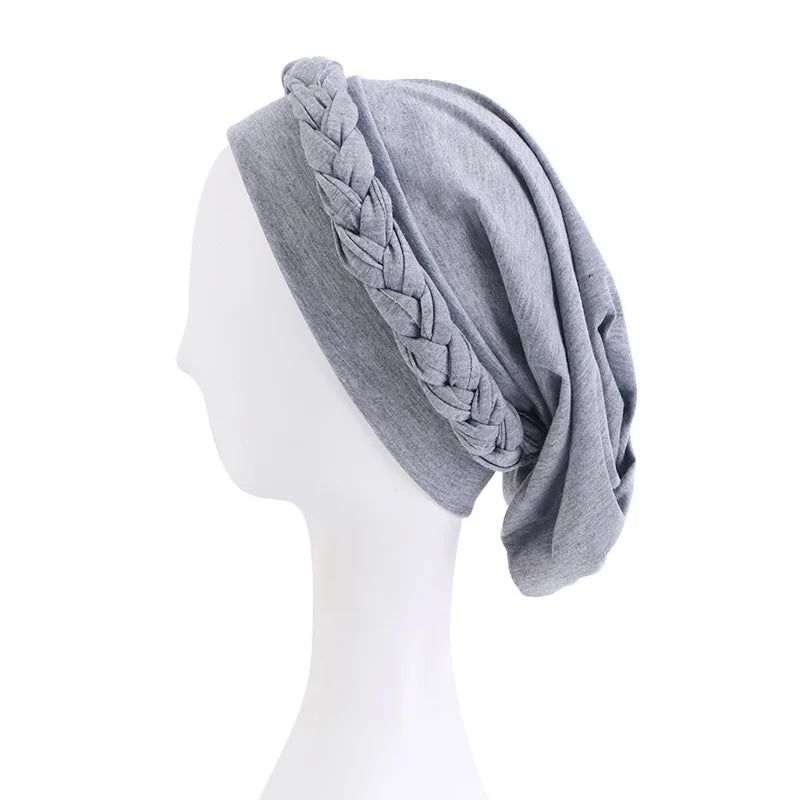 Women's Braided Elastic Turban Head Wrap | Islamic Headwear Turban Head Wrap Richie's Gray