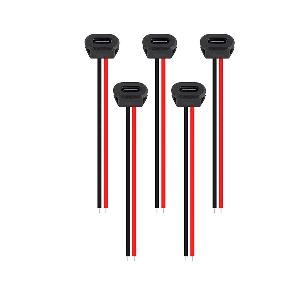 Waterproof USB-C 2-Pin Female Socket Fast Charging Connector USB-C Connector Richie's 5PCS