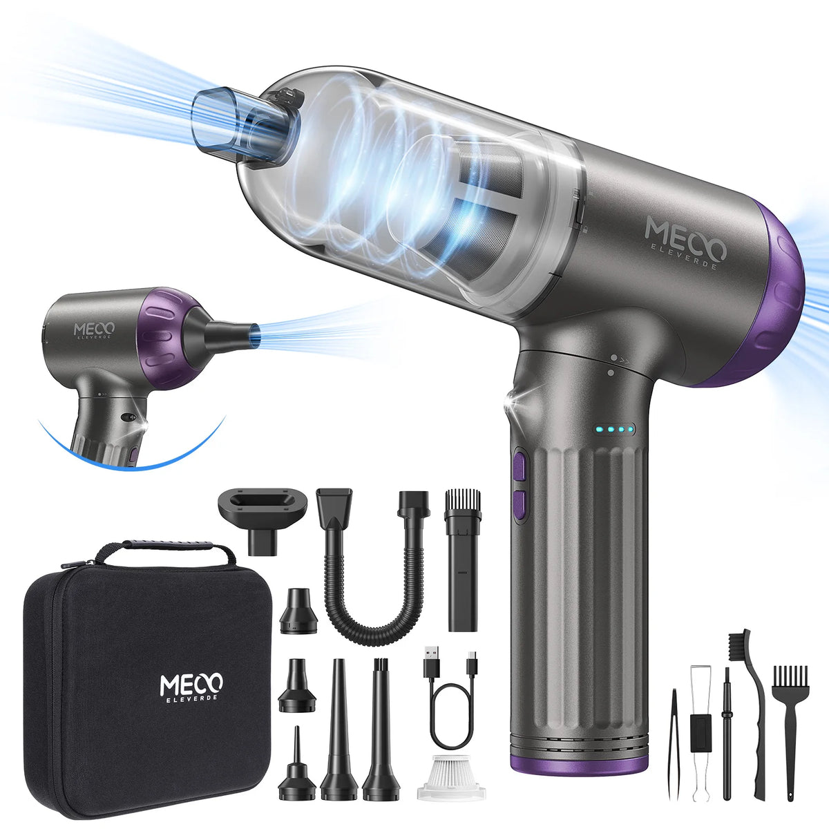 MECO ELEVERDE 4-in-1 Electric Air Duster & Vacuum ME-VC2 Electric Air Duster Richie's Grey Purple