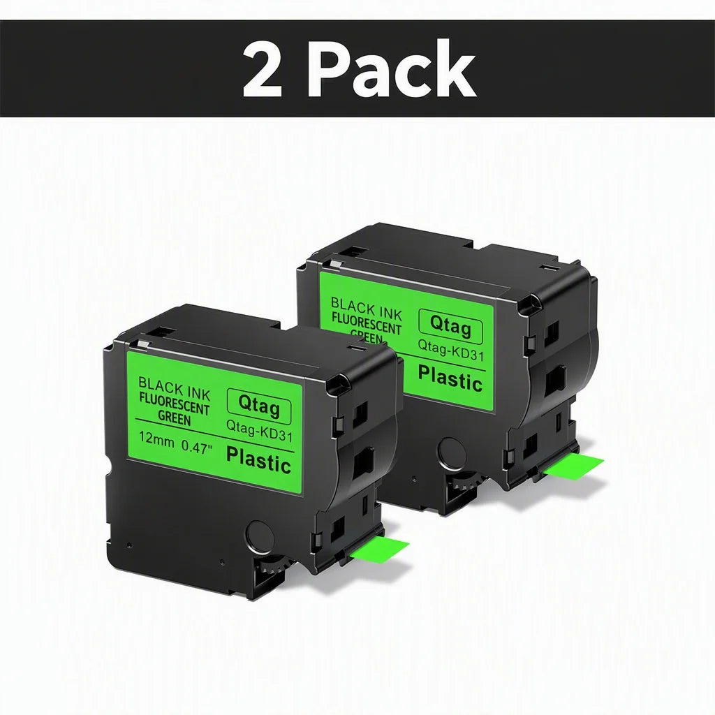2-Pack Btag 231 Label Tape 12mm Black on White – Brother PT Label Maker Tape Richie's Green