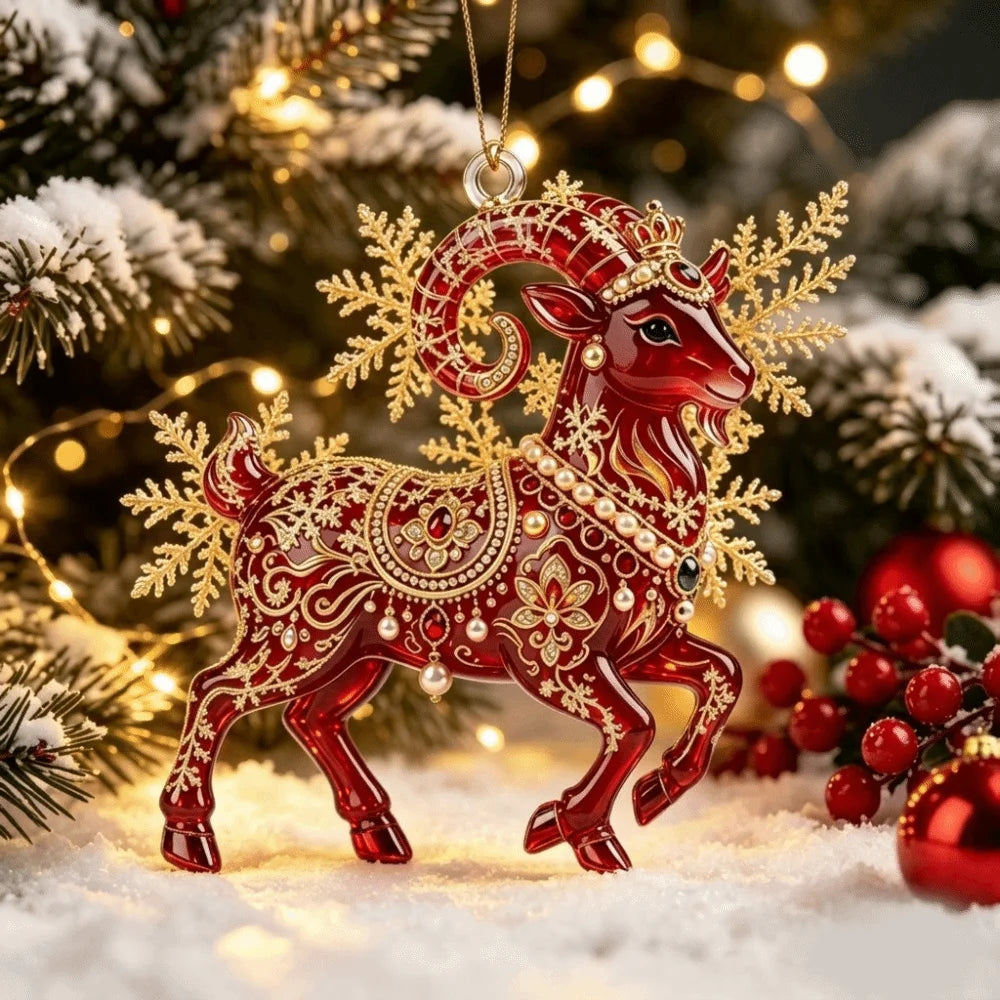 Acrylic Zodiac Ram Christmas Ornament – Red & Gold Angel Wings Christmas Ornament Richie's