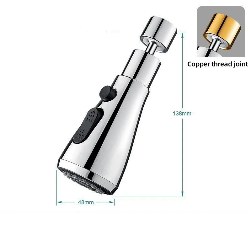 360° Rotating Faucet Aerator Extender – 3-Mode Water Saver Faucet Aerator Richie's silver