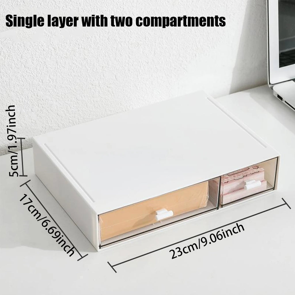 Stackable Clear Acrylic Drawer Organizer – Multi-Compartment Drawer Organizer Richie's white Two draws