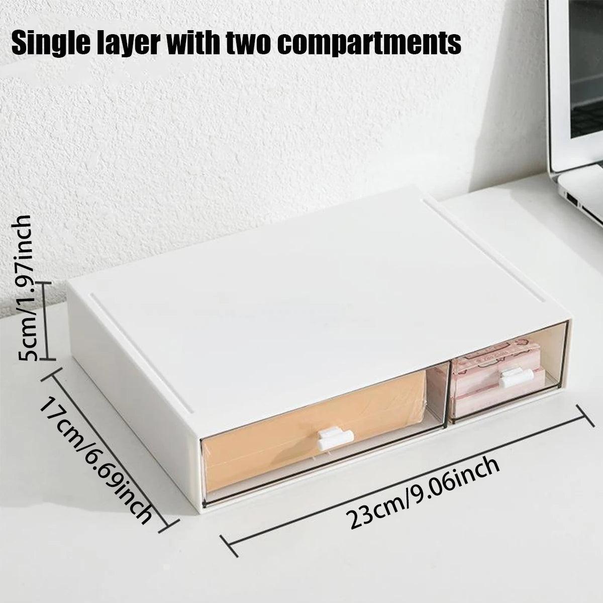 Stackable Clear Acrylic Drawer Organizer – Multi-Compartment Drawer Organizer Richie's white Two draws