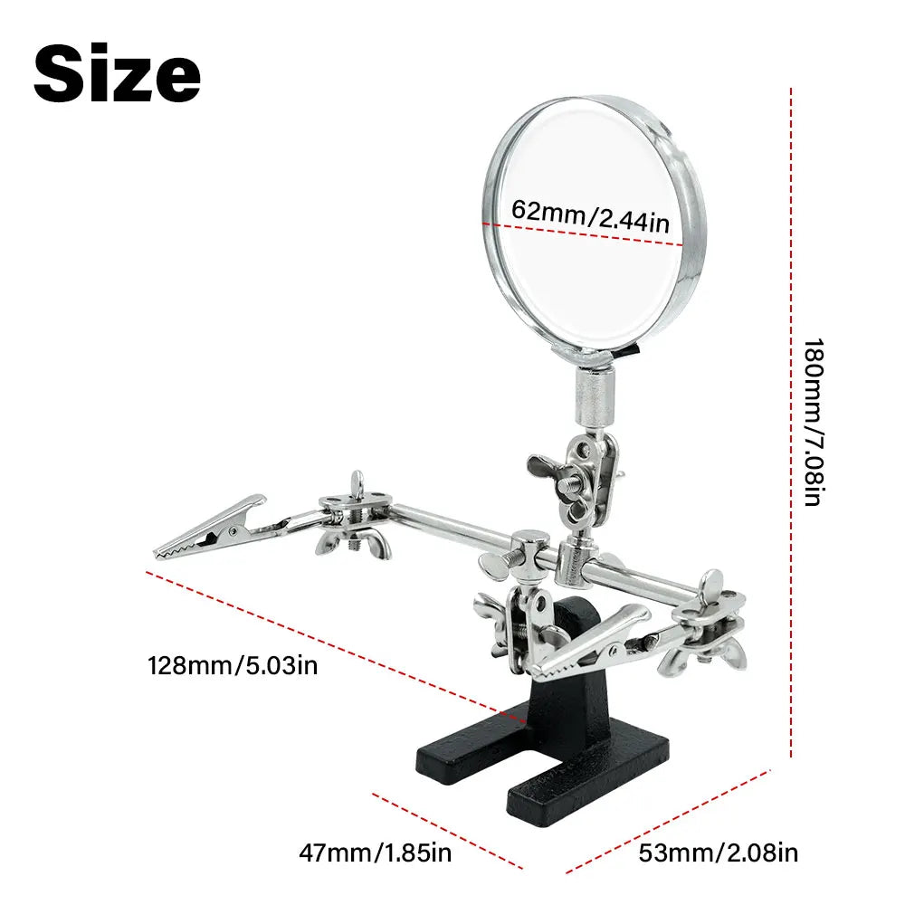 5X Helping Hand Magnifying Glass Stand with Alligator Clips Helping Hand Magnifier Richie's