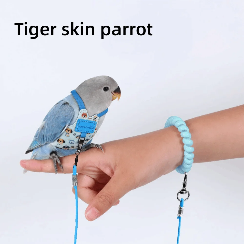 Adjustable Breathable Parrot Flight Harness & Walking Leash Bird Flight Harness Richie's Blue-Style1