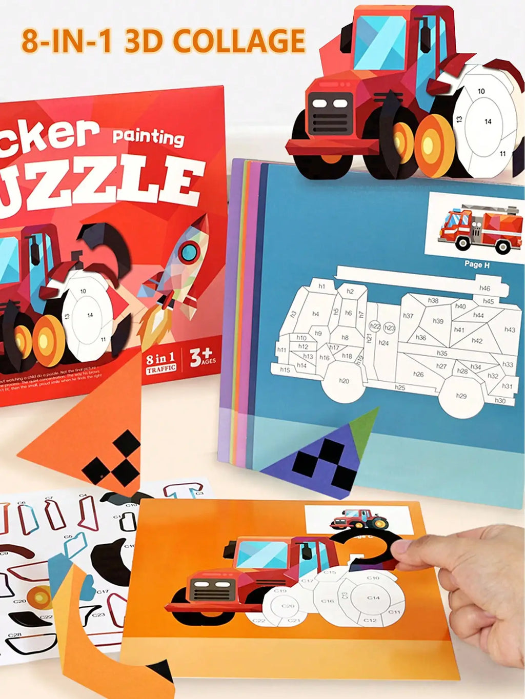 Children's 3D Pop-Up Sticker Book – Montessori Quiet Book Ages 3–6 Kids Activity Book Richie's