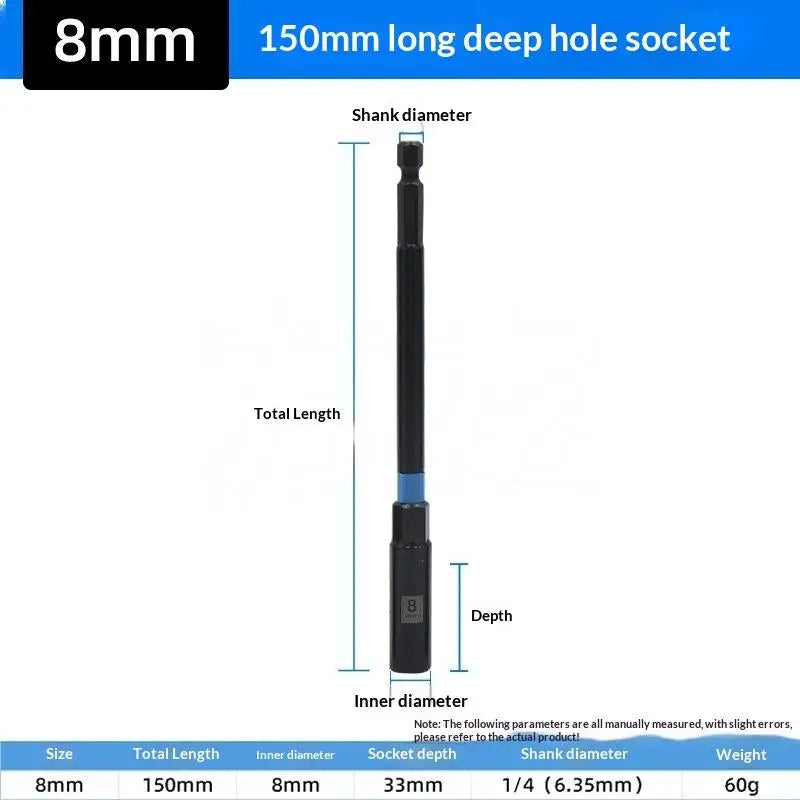 150mm Hex Nut Driver Extension Sleeve 6–14mm Socket Adapter Socket Wrench Adapter Richie's A2