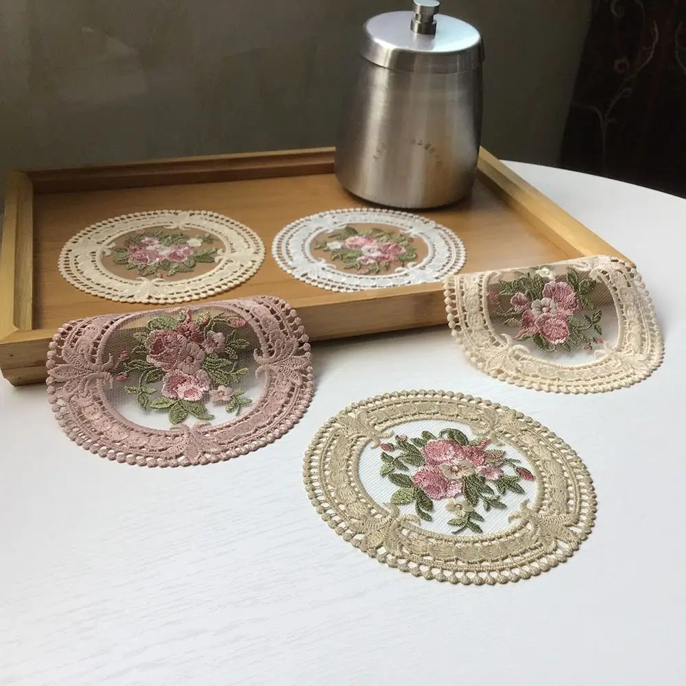 Embroidery Lace Coasters Set of 5 – Fabric Table Mats Fabric Coasters Set Richie's