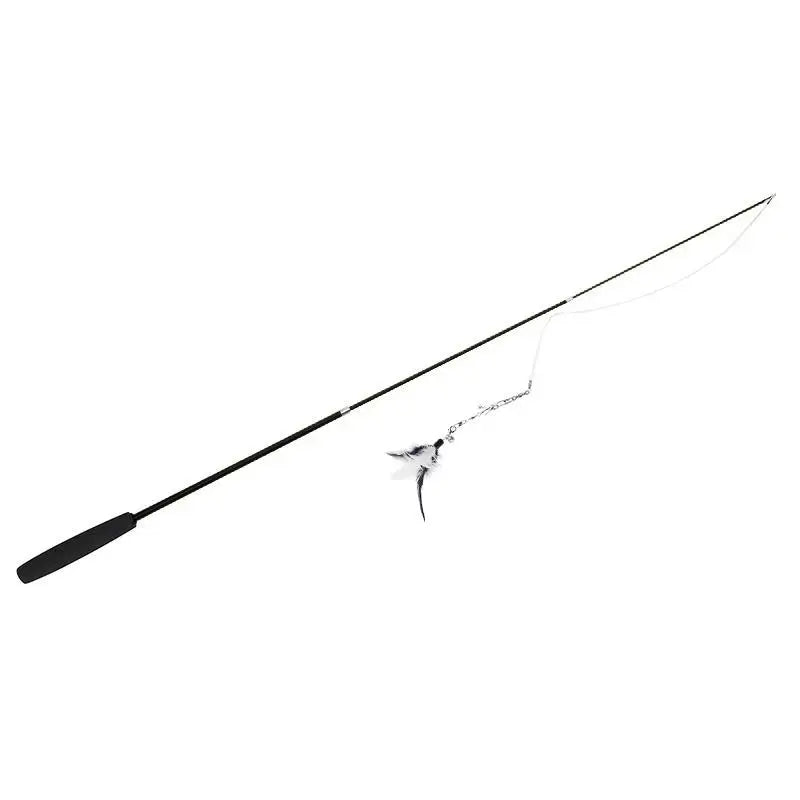 Retractable Cat Feather Wand Teaser Toy for Kittens Cat Feather Wand Richie's Black