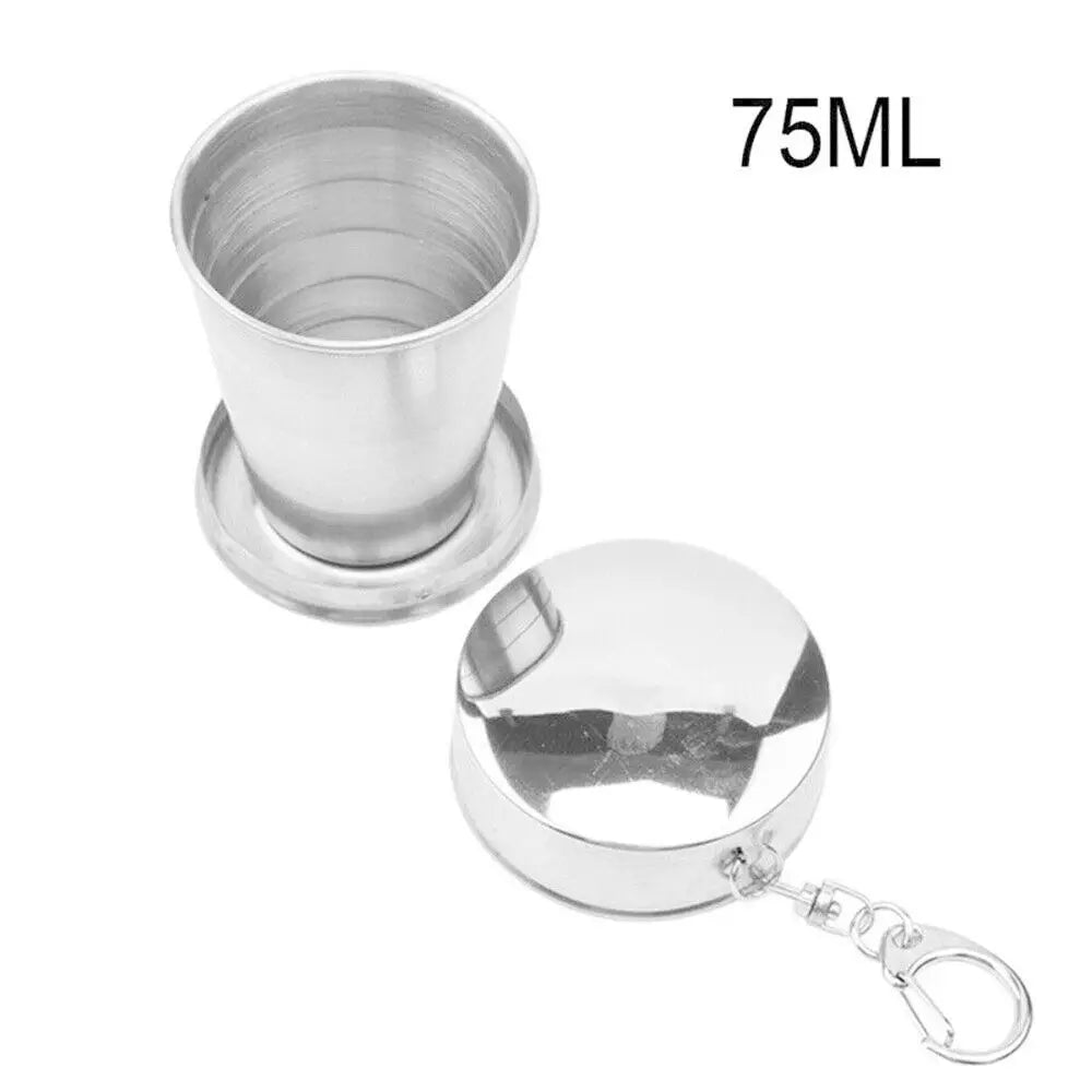 Collapsible Stainless Steel Travel Cup with Keychain & Lid Collapsible Travel Cup Richie's 75ml
