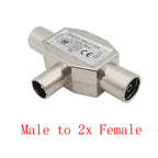 2-Way TV Coaxial Antenna Splitter Adapter | Male to Female Coaxial TV Splitter Richie's 1Pcs TVJ-2TVF