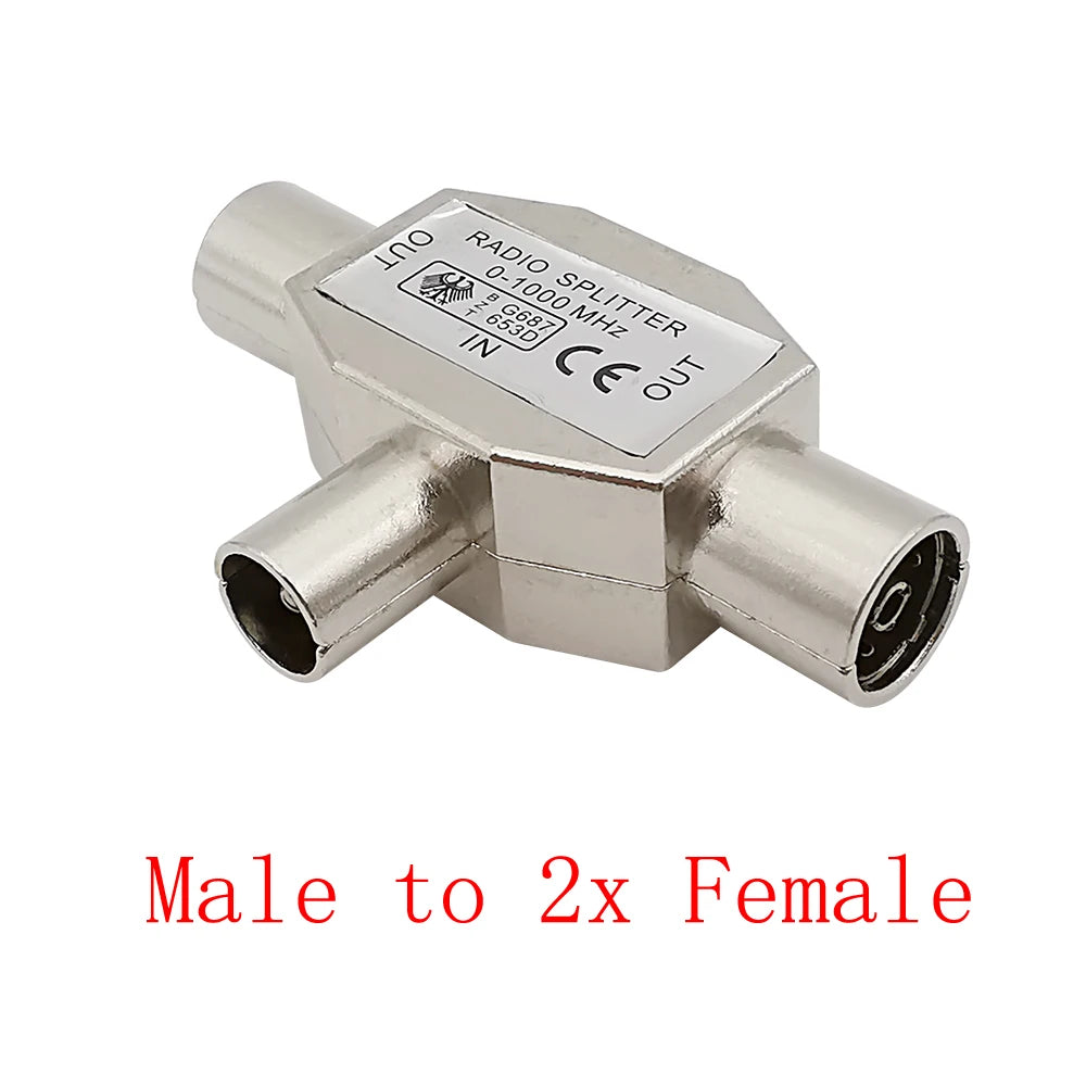 2-Way TV Coaxial Antenna Splitter Adapter | Male to Female Coaxial TV Splitter Richie's 1Pcs TVJ-2TVF