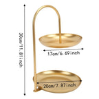 2-Tier Gold Fruit Serving Tray Iron Dessert Rack Stand Tiered Serving Tray Richie's