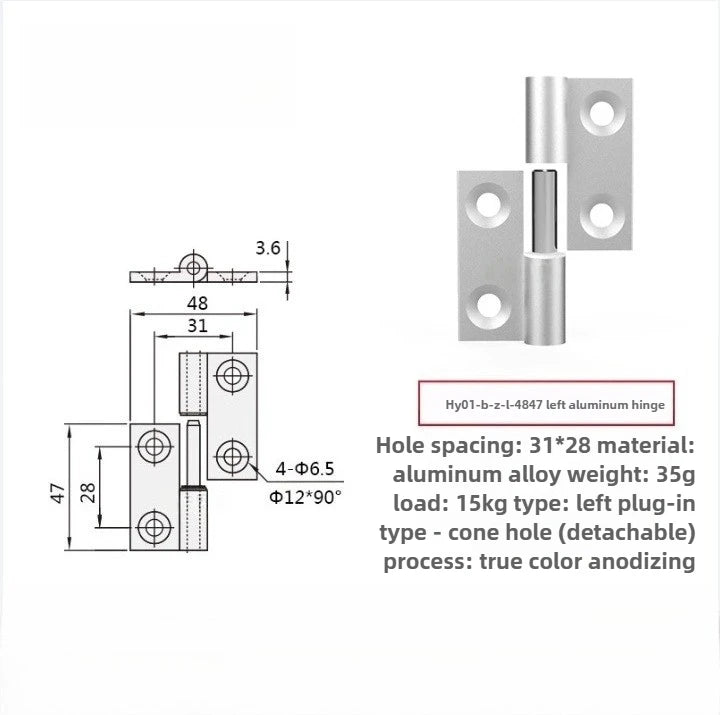 Plug-In Aluminum Alloy Cabinet Door Hinge – Quick Release Cabinet Door Hinge Richie's HY01-B-Z-L-4847 left