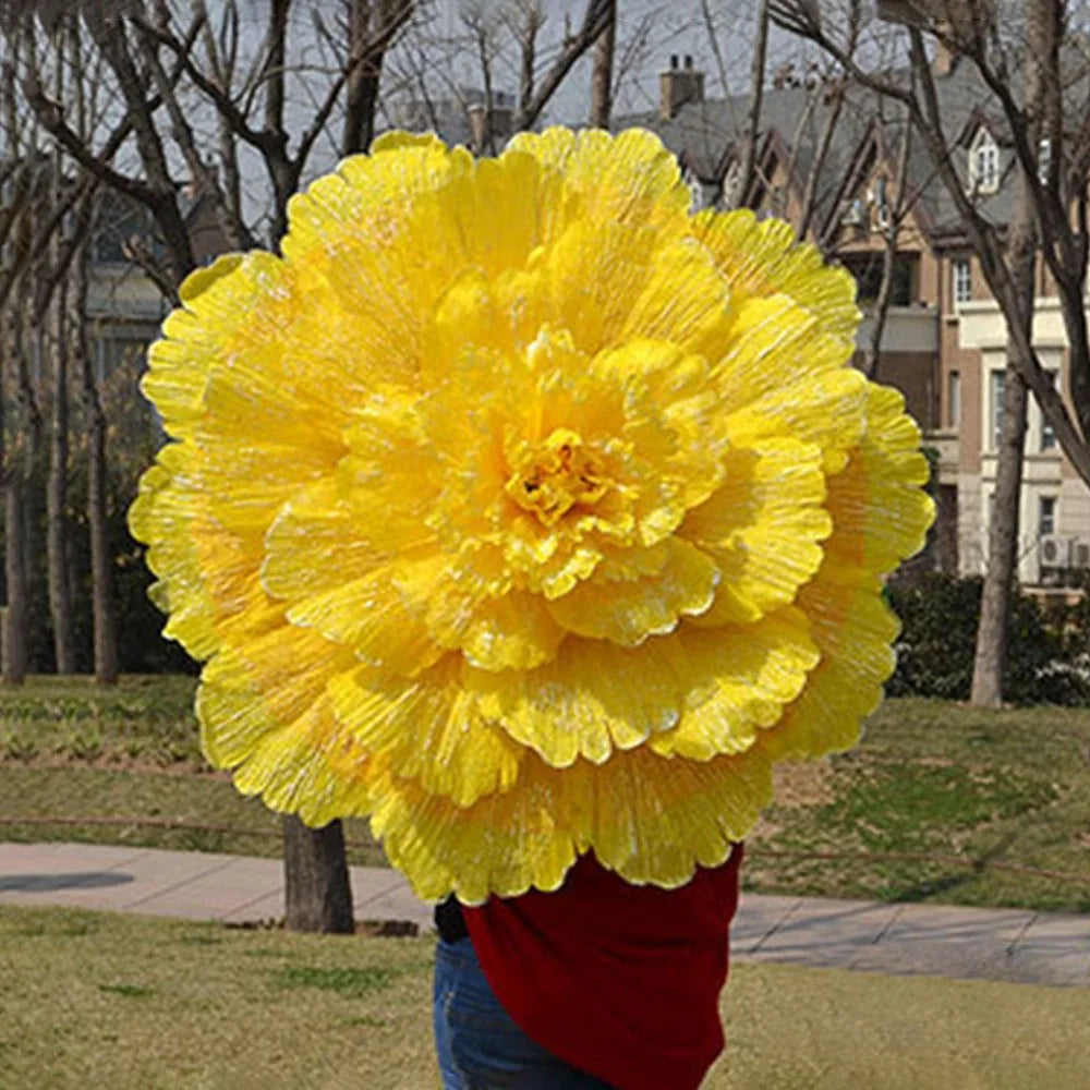 70cm Bamboo Peony Dance Umbrella – Handmade Stage Art Prop Dance Prop Umbrella Richie's Yellow