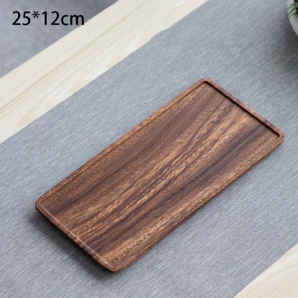Walnut Wood Leaf Tea Tray – Round Snack & Fruit Serving Platter Wooden Serving Tray Richie's B