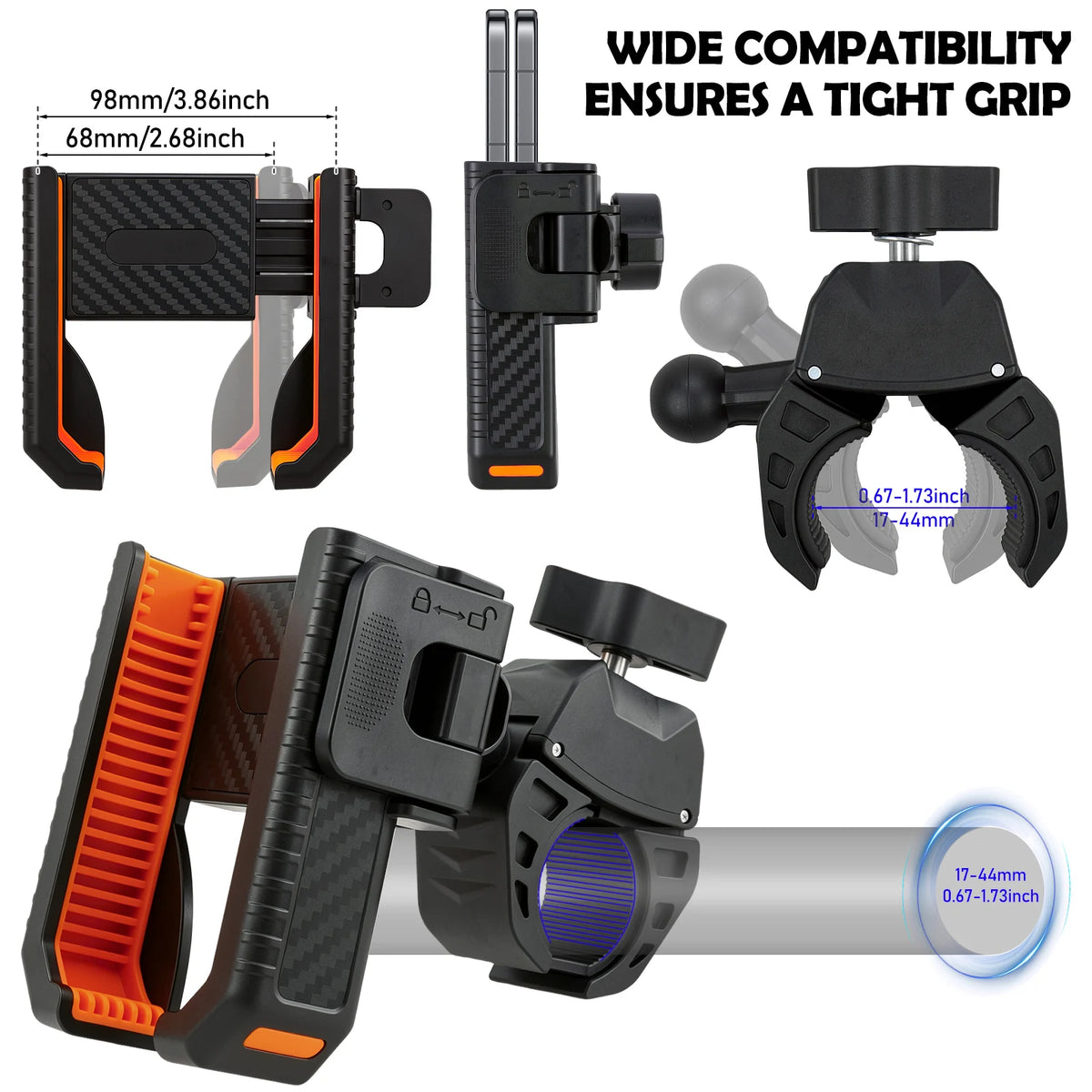 Golf Cart Phone Holder – Tool-Free Anti-Shake Universal Mount Phone Handlebar Mount Richie's