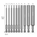 Magnetic Hex Allen Drill Bit Set 7/10Pcs S2 Steel 1.5–12mm Hex Screwdriver Bit Set Richie's 10 Pcs