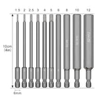 Magnetic Hex Allen Drill Bit Set 7/10Pcs S2 Steel 1.5–12mm Hex Screwdriver Bit Set Richie's 10 Pcs