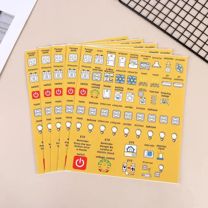 Waterproof Circuit Breaker Labels – Electric Box Sticker Sheets Electrical Panel Labels Richie's yellow 5sheets