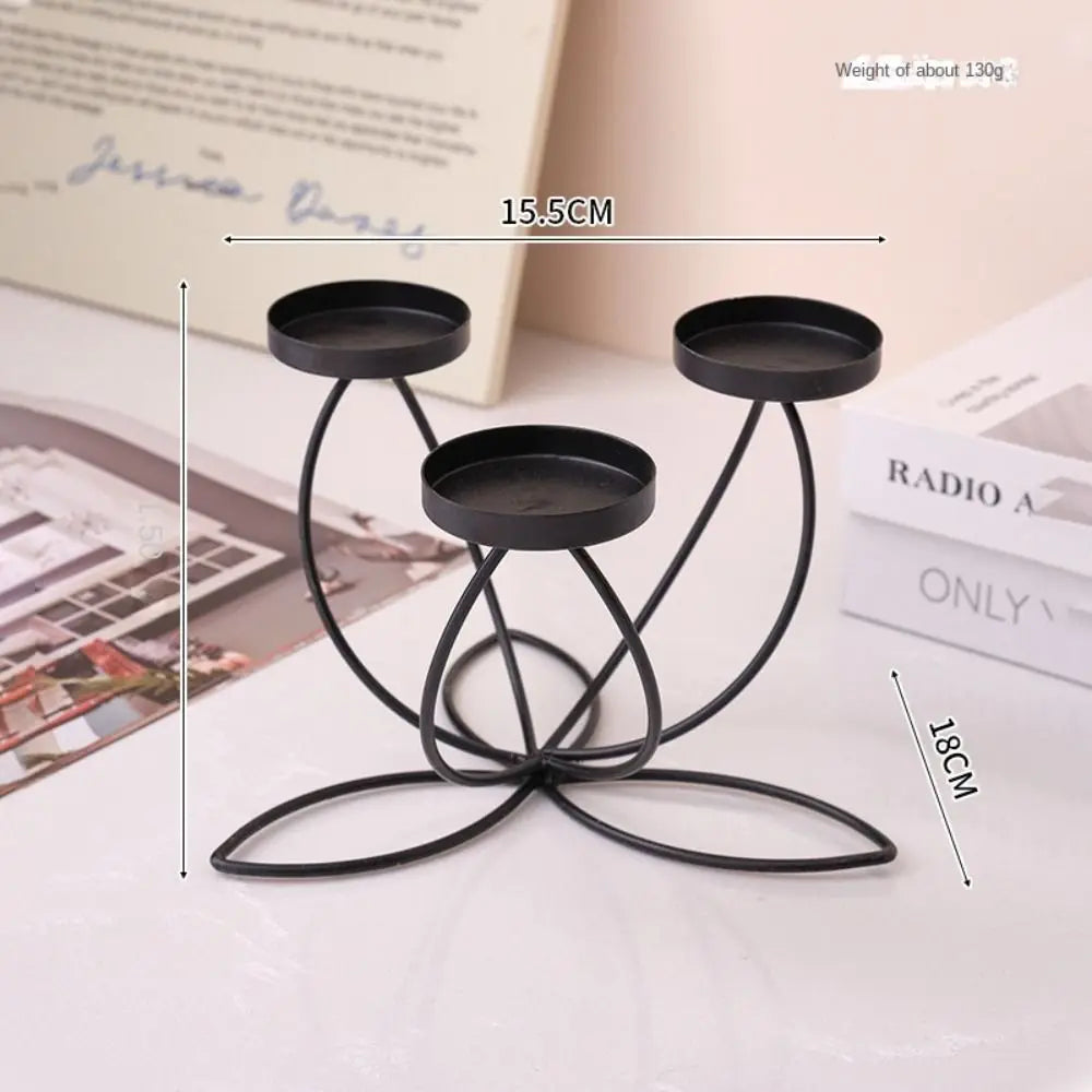 Modern Iron Candlestick Holder – Retro Gold & Black Table Decor Candlestick Holder Richie's Black-3 Head