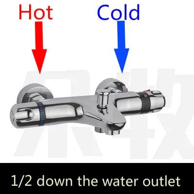 Brass Thermostatic Shower Faucet Concealed Mixing Valve Chrome Thermostatic Shower Faucet Richie's B outlets down DN15